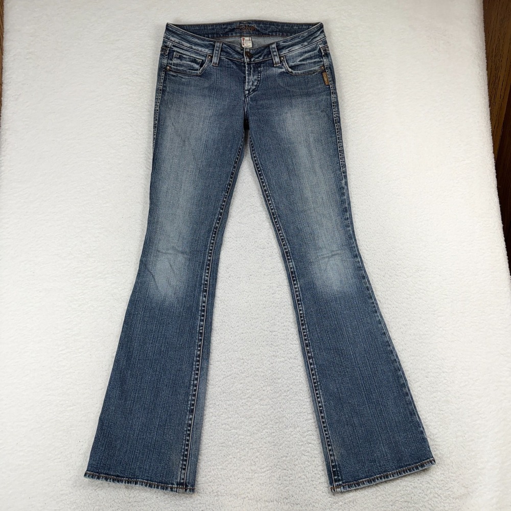 Vintagee Silver Jeans Womens 27 (30.5x34) Blue Flare Boot Denim Wash Canada Y2K